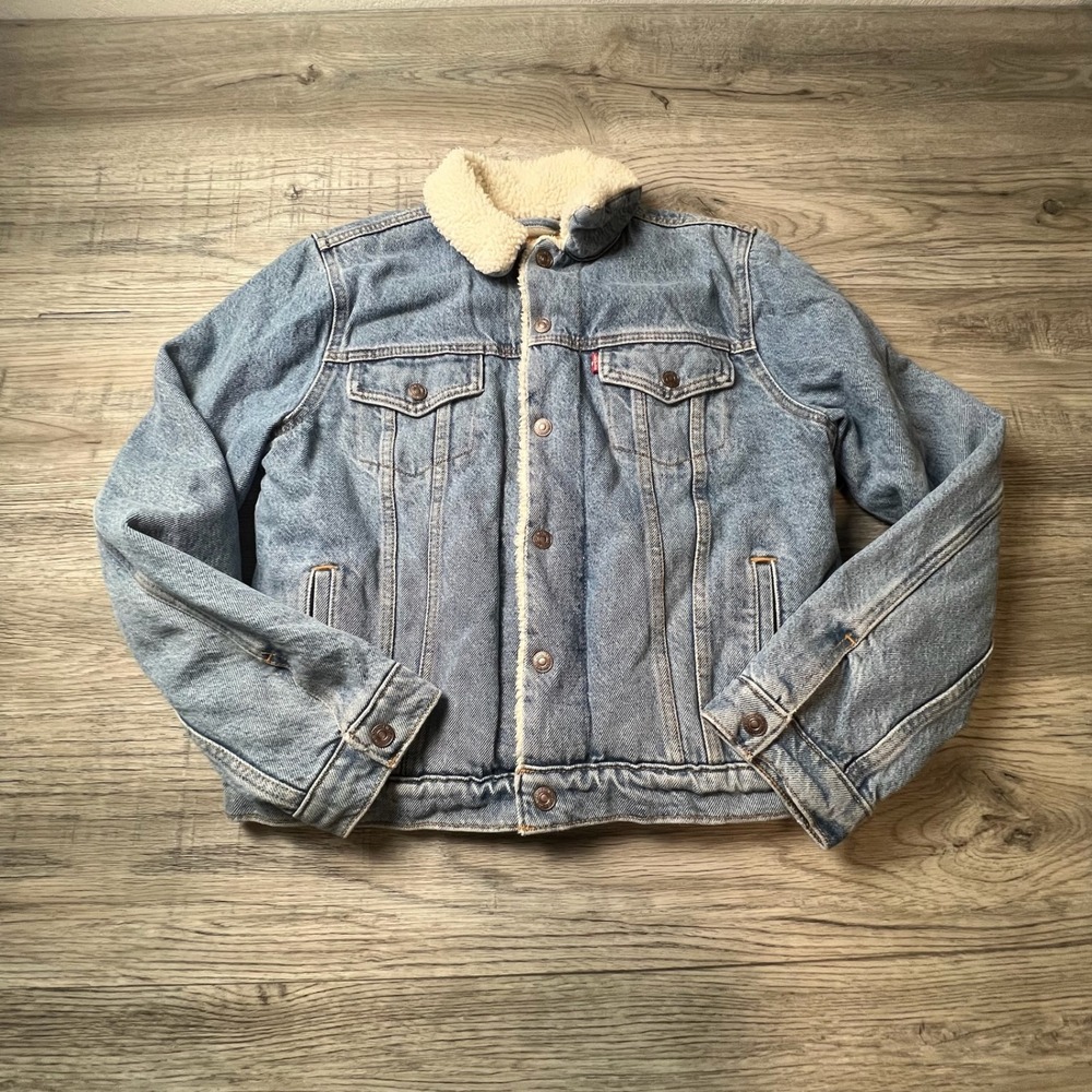 Levi's Light Blue Denim Sherpa Collar Jacket